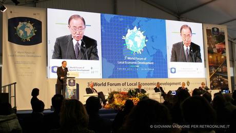 Il segretario generale delle Nazioni Unite Ban Ki-Moon a Torino, per l'intervento al Forum © Giovanni Vagnone