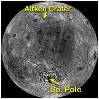 Il Bacino South Pole-Aitken sul lato nascosto della Luna. Crediti: WUSTL/Brad Jolliff