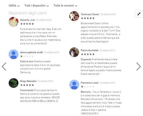 Esilaranti commenti sull'app 