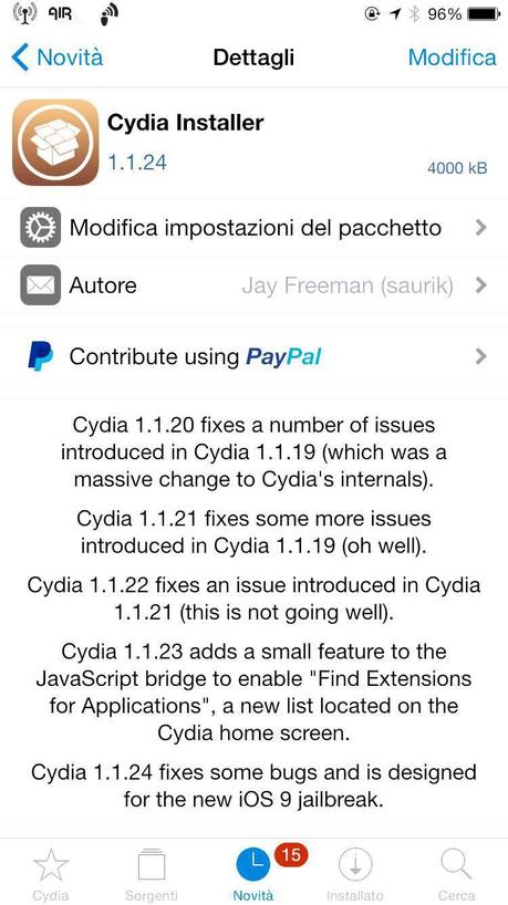 Saurik aggiorna il Cydia Substrate e il Cydia Installer per renderli compatibili con Pangu, il tool per eseguire il Jailbreak di iOS 9.x.x [Vers. 0.9.6011, Vers. 1.1.24]