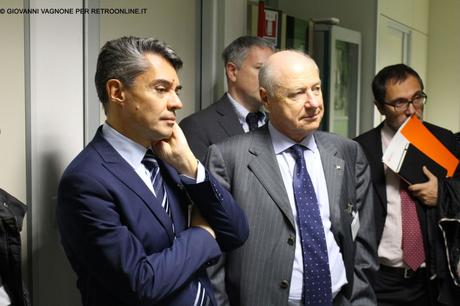 Il rettore del Politecnico di Torino, Gilli, ed il presidente di Prima Industrie, Carbonato, in visita inaugurale al nuovo laboratorio © Giovanni Vagnone per Retroonline.it