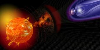Rappresentazione artistica di una tempesta solare in viaggio verso la Terra. Crediti: NASA