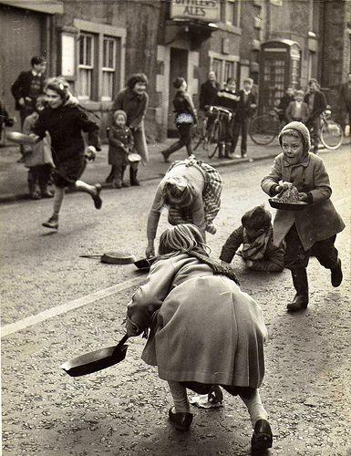 Annual Charity Pancakes day race, England