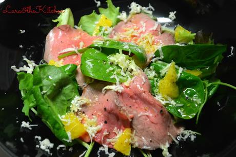 INSALATA DI ROAST BEFF ARANCIA E VALCASOTTO