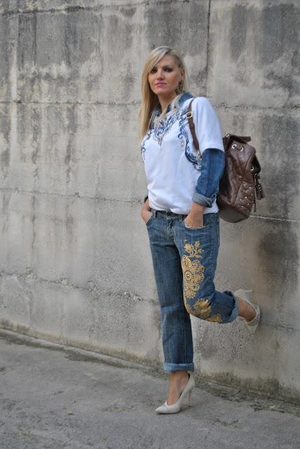 denim total look outfit jeans boyfriend camicia in denim come abbinare la camicia in denim abbinamenti camicia jeans outfit autunnali outfit ottobre mariafelicia magno fashion blogger colorblock by felym fashion blog italiani fashion blogger italiane blogger italiane di moda fashion bloggers italy fall outfit denim total look how to wear denim shirt how to combine denim shirt blonde girls blondie