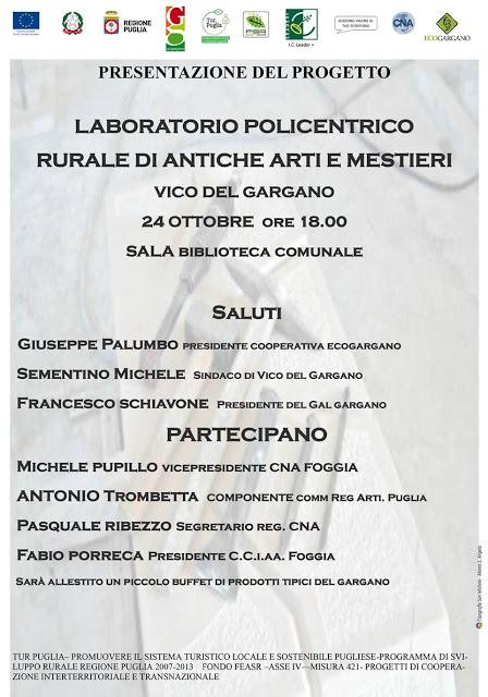 LABORATORIO POLICENTRICO RURALE DI ANTICHE ARTI E MESTIERI DEL GARGANO