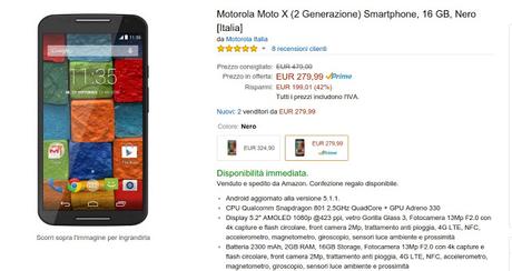Promozione Motorola Moto X Style a 481 euro su Amazon Italia (e Moto X 2014 a 279 euro)