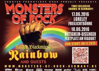 Ritchie Blackmore´s RAIMBOW confermato al MONSTERS OF ROCK 2016