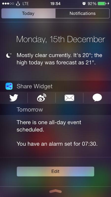 Cydia (iOS 9.x.x) – Share Widget (iOS 8 & 9), i pulsanti di Facebook e Twitter nel Control Center si aggiorna supportando anche iOS 9.x.x [Aggiornato 1.3-2]
