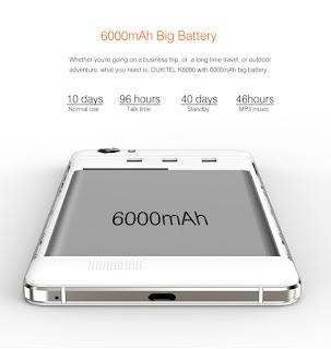 OUKITEL K6000 con batteria da 6000 mAh in promo a soli 99 €