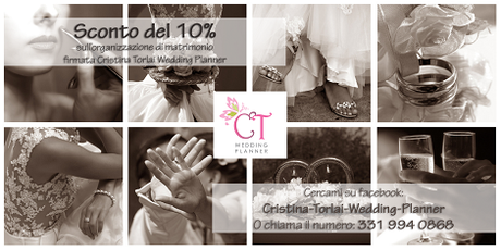 Sconto del 10% sull'organizzazione di matrimonio by Cristina Torlai Wedding Planner