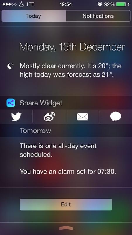 Tweak Cydia (iOS 9.x.x) – Share widget (iOS 8 & 9), i pulsanti Social nel Control Center si aggiorna con supporto a iOS 9.x.x [Aggiornato 1.3-2]