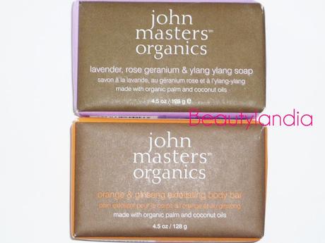 JOHN MASTERS ORGANICS - Saponetta alla lavanda, geranio rosa e ylang ylang, Saponetta esfoliante arancia e ginseng -