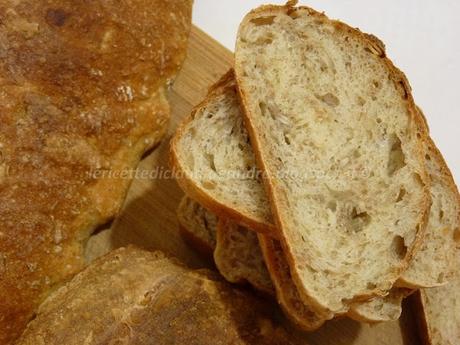 Pan ciabatta senza impasto con crusca, semi di girasole e solo 1 g di lievito