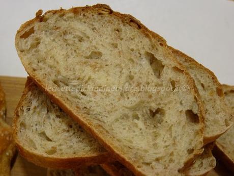 Pan ciabatta senza impasto con crusca, semi di girasole e solo 1 g di lievito