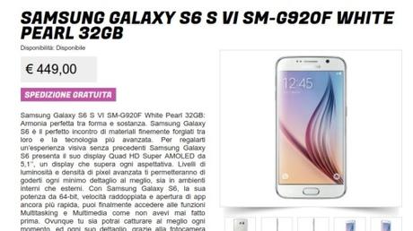 Samsung Galaxy S6 S VI SM G920F White Pearl 32GB Gli Stockisti Smartphone cellulari tablet accessori telefonia dual sim e tanto altro Promozione Samsung Galaxy S6 a 449 euro, Galaxy S6 Edge 64 GB a 599 euro e Galaxy S6 Edge Plus a 609 euro