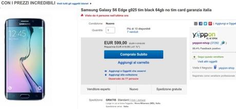 Promozione Samsung Galaxy S6 Edge g925 tim black 64gb no tim card garanzia italia eBay