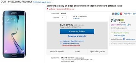 Promozione Samsung Galaxy S6 a 449 euro, Galaxy S6 Edge 64 GB a 599 euro e Galaxy S6 Edge Plus a 609 euro Promozione Samsung Galaxy S6 Edge g925 tim black 64gb no tim card garanzia italia eBay