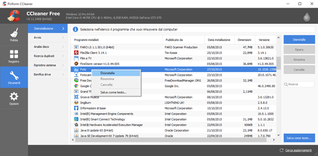 Utilizzare CCleaner per disinstallare le applicazioni preinstallate di Windows 8/8.1/10