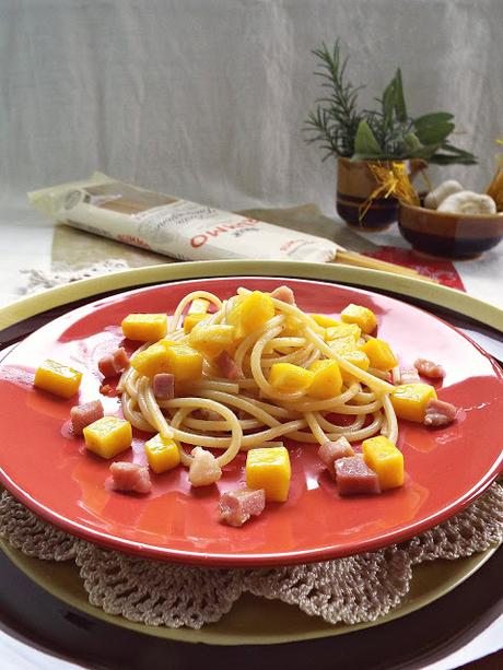 Spaghetti alla zucca e pancetta #SaveRummo