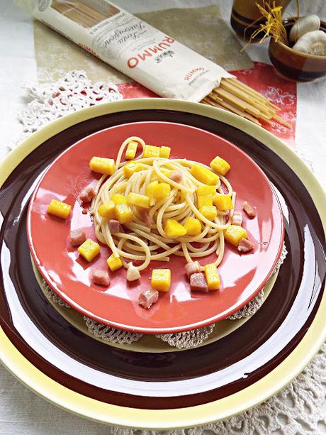 Spaghetti alla zucca e pancetta #SaveRummo