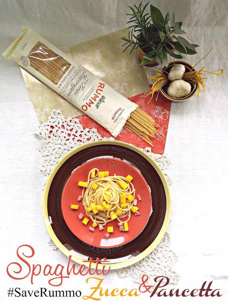 Spaghetti alla zucca e pancetta #SaveRummo