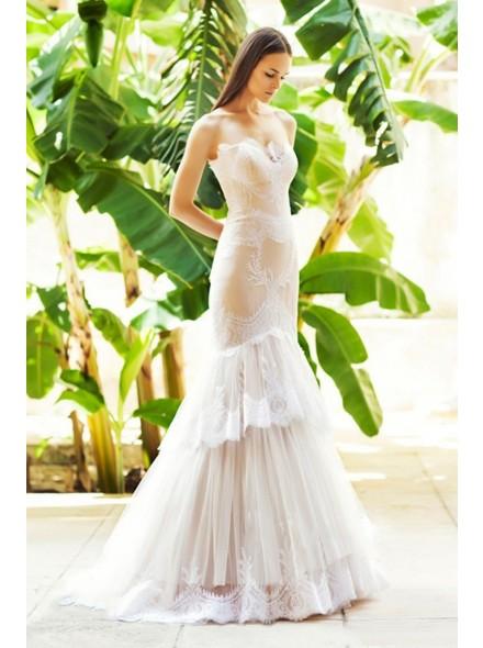 Sweet Sweetheart Dropped Floor Length Lace Ivory Sleeveless Wedding Dress with Appliques LWXF1500B