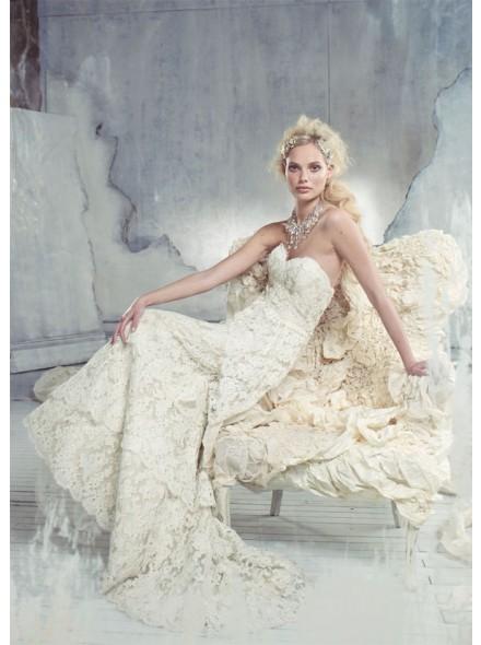 Romantic Sheath Column Sweetheart Brush Train Ivory Wedding Dress H4jc0231