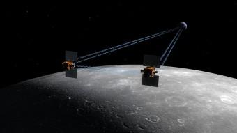 Rappresentazione artistica delle sonde gemelle GRAIL sulla superficie lunare. Crediti: NASA/JPL