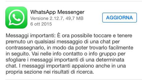 WhatsApp per iOS si aggiorna con il supporto al 3D Touch, alle risposte rapide, ai messaggi importanti e a iOS 9.x [Aggiornato x6 Vers. 2.12.10]