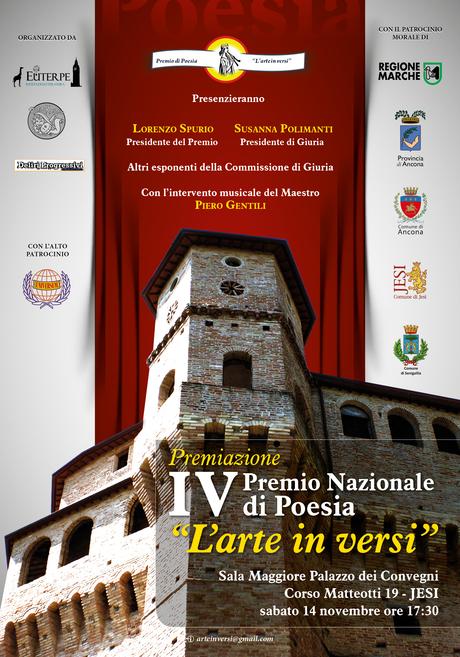 Jesi (AN), sabato 14 novembre 2015 si terrà la Premiazione della IV Ed. del Premio Nazionale di Poesia 