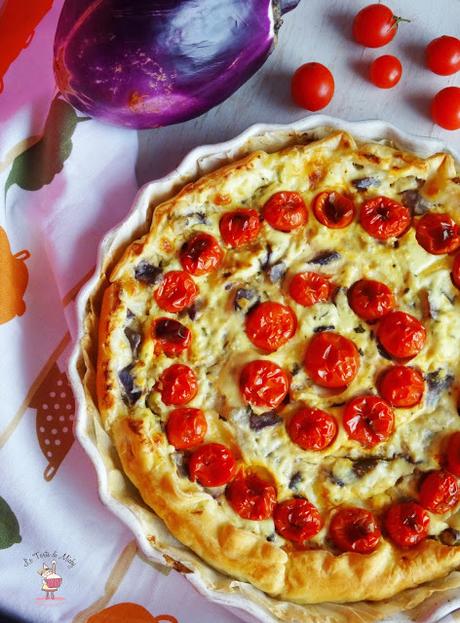 Torta rustica ricotta, melanzane e pomodorini