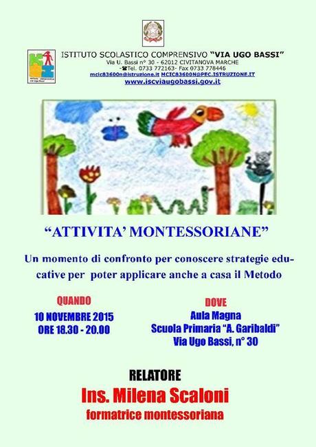 Attività montessoriane da applicare anche a casa, incontro a Civitanova M. (Mc)