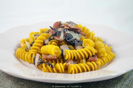 Pasta al radicchio, speck e zafferano / Red chicory, speck and saffron pasta recipe