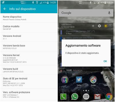 Samsung Galaxy Note 4 si aggiorna in Italia (versione build N910FXXU1C0J3)