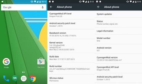 CyanogenMod 13 unofficial HTC One M7