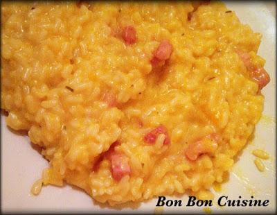 Risotto alla zucca con robiola e pancetta croccante