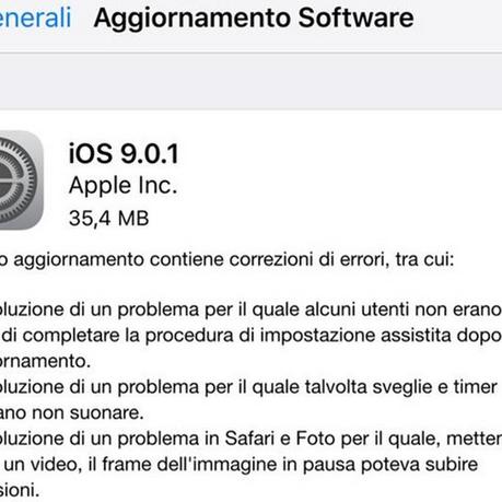 Nuovo aggiornamento di sicurezza del software iOS sull'iPhone, sull'iPad o sull'iPod touch.