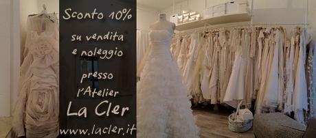 Sconto su abiti da sposa in vendita o a noleggio presso l'Atelier La Cler