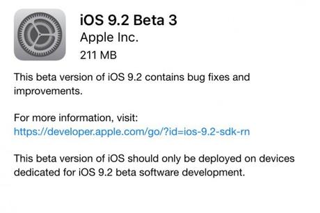 Apple rilascia iOS 9.2 beta 3 per iPhone, iPad e iPod Touch, rilascia anche la versione pubblica ai beta tester