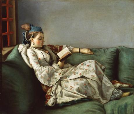 Jean-Etienne Liotard, Woman on a Sofa Reading, 1752