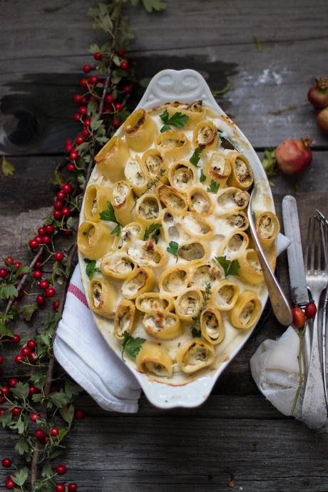 Paccheri con funghi e ricotta