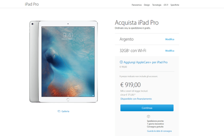 iPad Pro 12.9 pollici – Sarà disponibile anche in Italia dall’ 11 Novembre [Aggiornato x1, disponibile su Apple Store + Infografica prezzi e accessori]