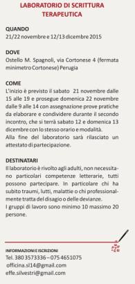 PAROLE EVOLUTE, laboratorio di scrittura terapeutica condotto da SONIA SCARPANTE, 21/22 novembre, 12/13 dicembre 2015