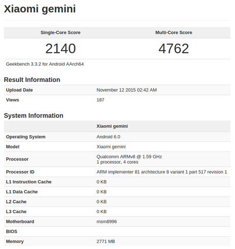 Xiaomi Mi 5-Geekbench