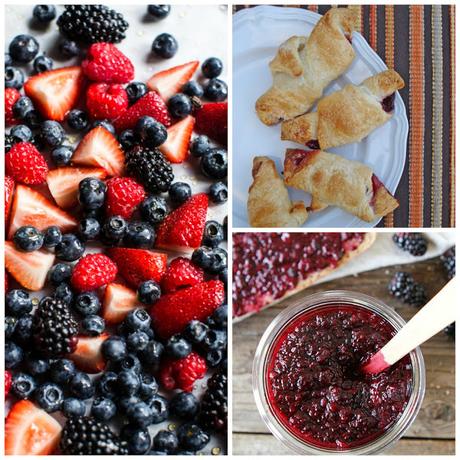 Cornetti di pasta sfoglia con marmellata e frutti di bosco / Small puff croissants with jam and wild fruits