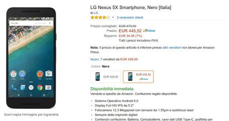 Nexus 5X a 435 euro su Amazon (solo per oggi) con la Promozione Grazie 1000