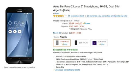 Promozione Amazon: Asus Zenfone 2 Laser ZE500KL a 170 euro solo per oggi con la promo 