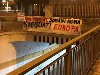 VOGHERA (pv). “Oggi Parigi, domani Roma, svegliati Europa” sugli striscioni di Forza Nuova a Voghera e a Mortara.