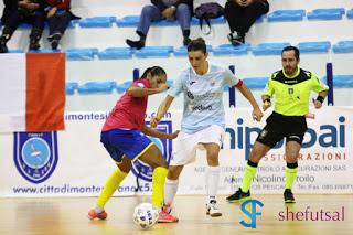 Presto (Lazio calcio a 5 femminile) in azione contro Borges (Montesilvano)